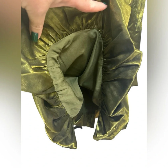 B.Right olive green shimmer balloon bottom sleeveless dress NWT - Picture 4 of 11